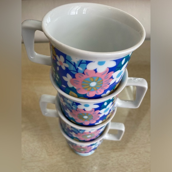 Funtastic Four! 1970’s flower child porcelain coffee mugs 🌸🌻🌸🌺🌻🌺🌻🌸🌻🌸 - Picture 6 of 7
